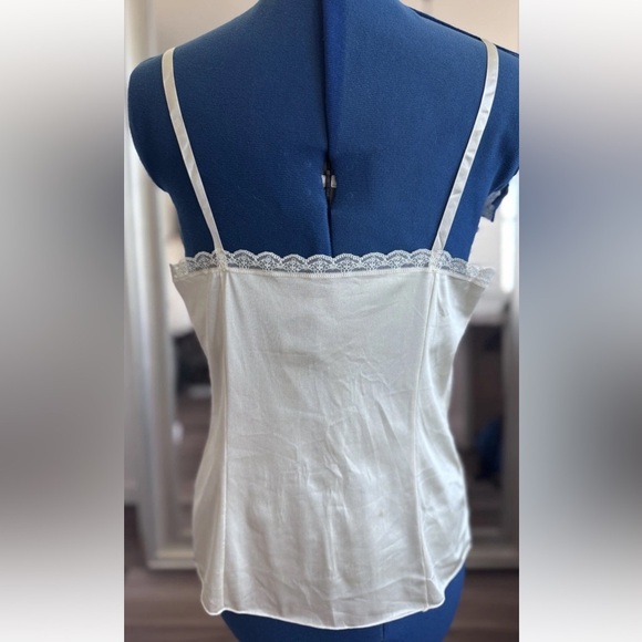 Vintage 70's Vanity Fair Beige Chevron Lace Cami Camisole Slip Top Size 36 *FLAW - Picture 4 of 9